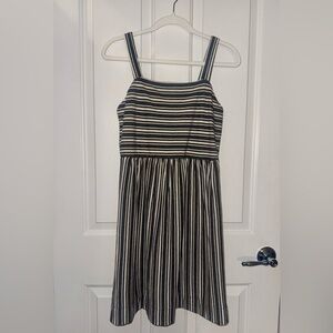 LOFT - Sundress Black & White Striped Sleeveless Square Neck Black - NWT